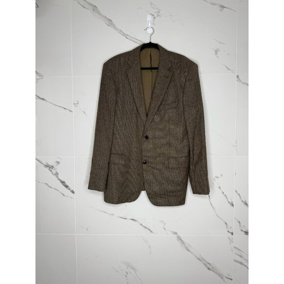 Hugo Boss Jacket Mens Brown Tweed Silk Wool Bertolucci Blazer Sport Coat 44R​